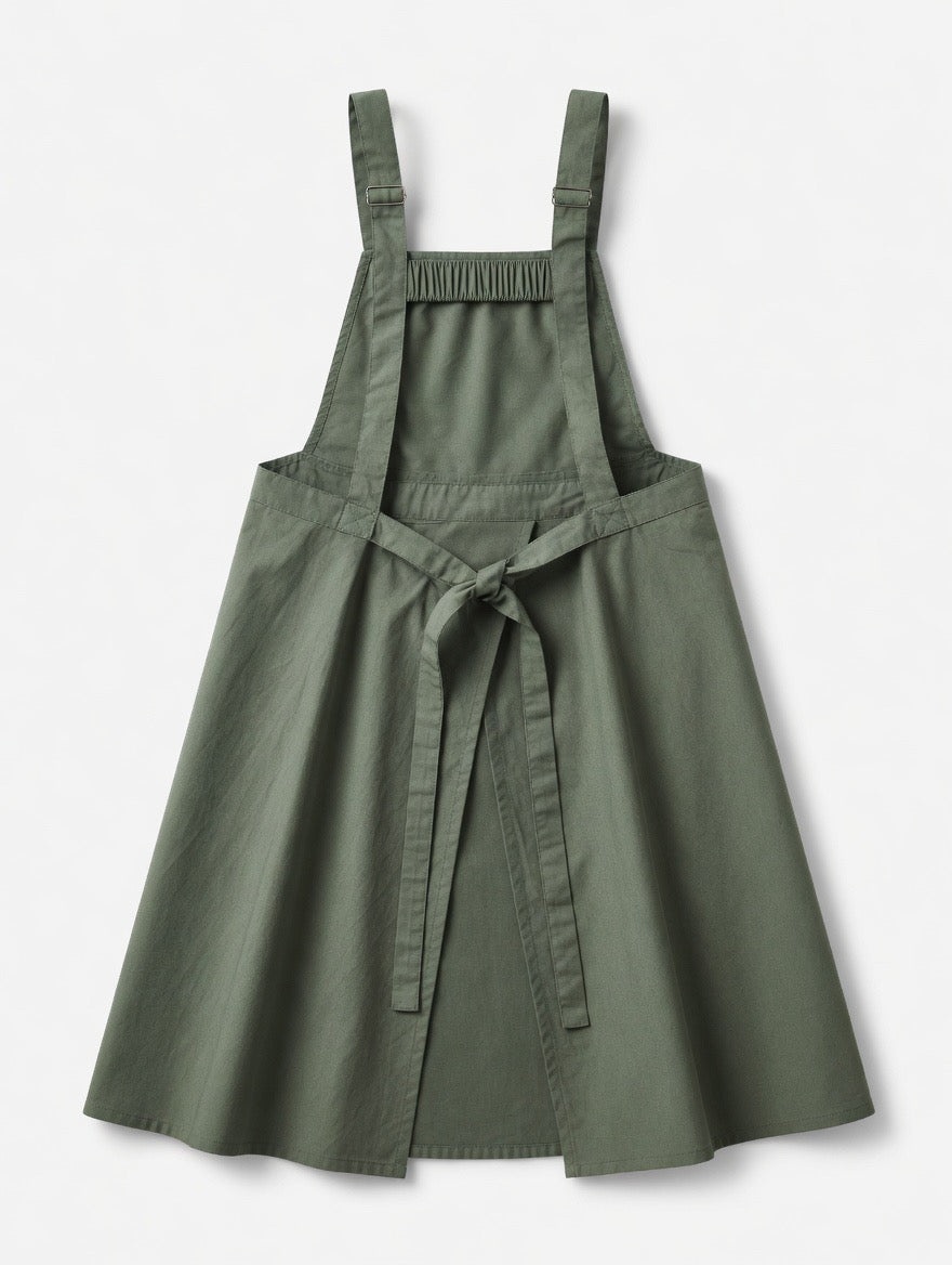 Back view of SharpCzar Haven grooming apron in Sage Green