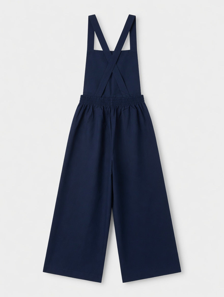 Back view of SharpCzar Ember grooming jumpsuit in Deep Navy